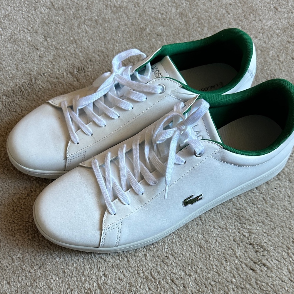 Lacoste Men's White and Green Sneakers